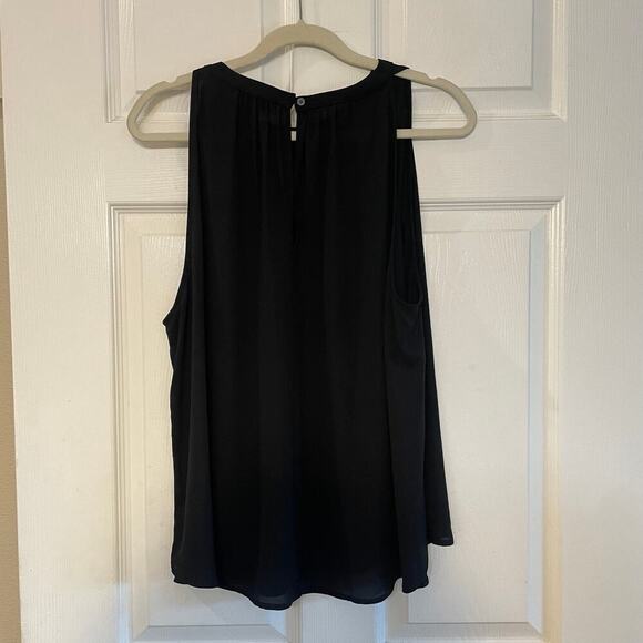NWT LOFT Black Sleeveless Peephole Flowy Top, Size XL - Picture 1 of 11